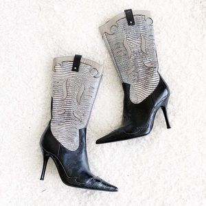 N.Y.L.A Metallic Daisy Pointed Toe Boots